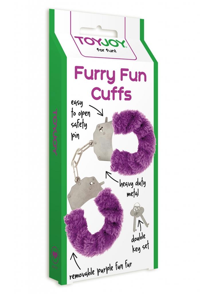 ToyJoy Furry Fun Cuffs pouta na ruce plyšová fialová