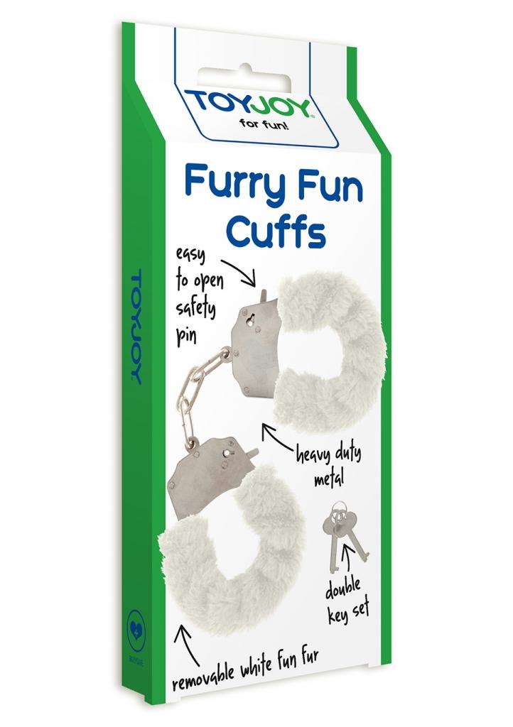 ToyJoy Furry Fun Cuffs pouta na ruce plyšová bílá