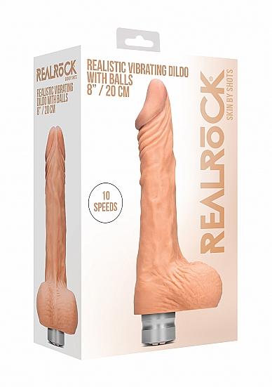 Shots - RealRock Realistic Vibrating Dildo with Balls 20cm Flesh vibrátor
