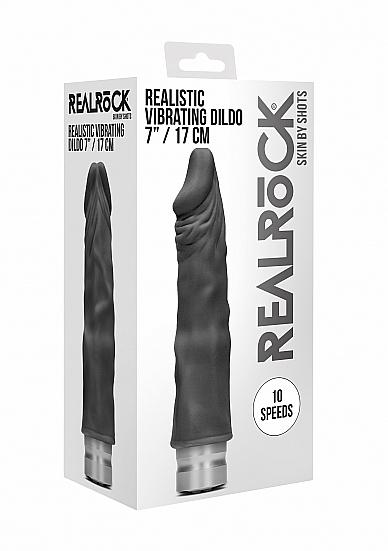 Shots - RealRock Realistic Vibrating Dildo 17cm Black vibrátor