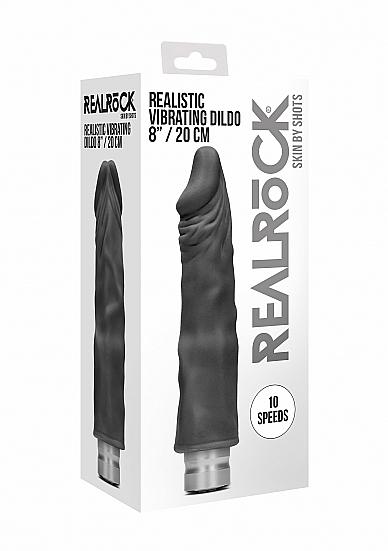 Shots - RealRock Realistic Vibrating Dildo 20cm Black vibrátor