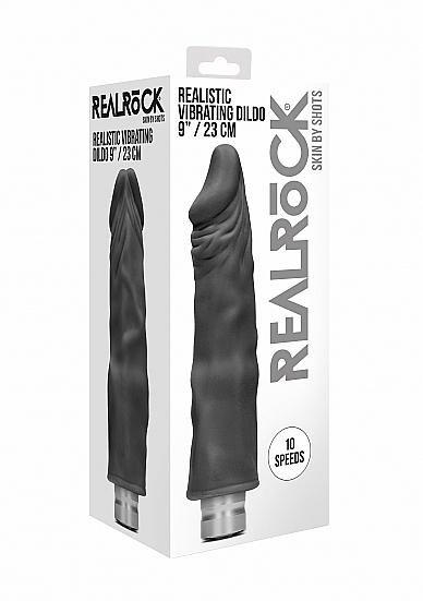Shots - RealRock Realistic Vibrating Dildo 23cm Black vibrátor