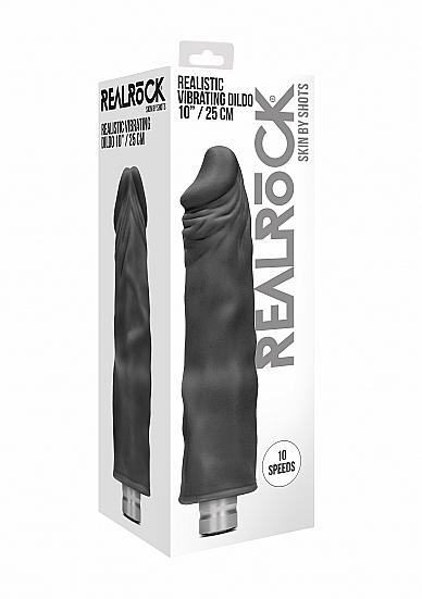 Shots - RealRock Realistic Vibrating Dildo 25cm Black vibrátor