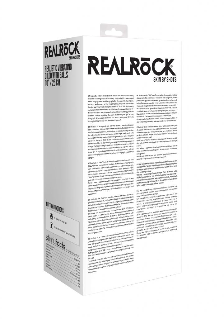 Shots - RealRock Realistic Vibrating Dildo with Balls 25cm Black vibrátor