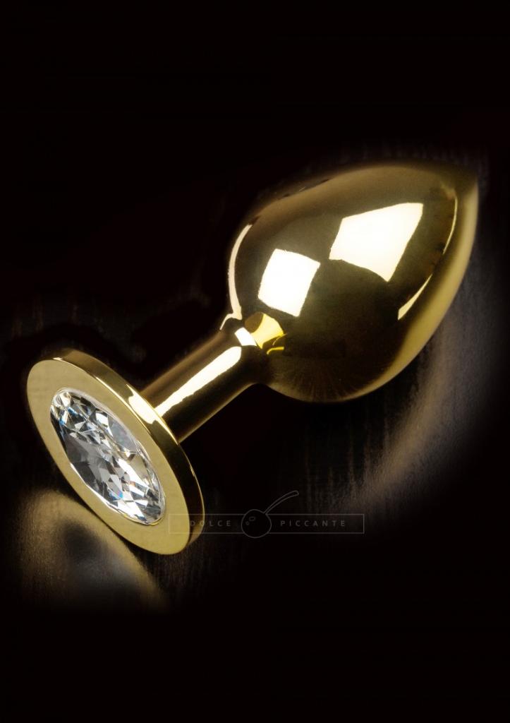 Dolce Piccante - Anální kolík kovový s krystalem Jewellery Large Gold Diamond