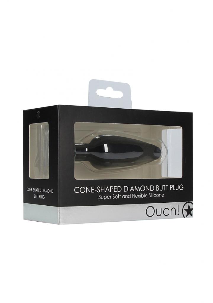 Shots - Ouch! Cone-Shaped Diamond Butt Plug black anální kolík