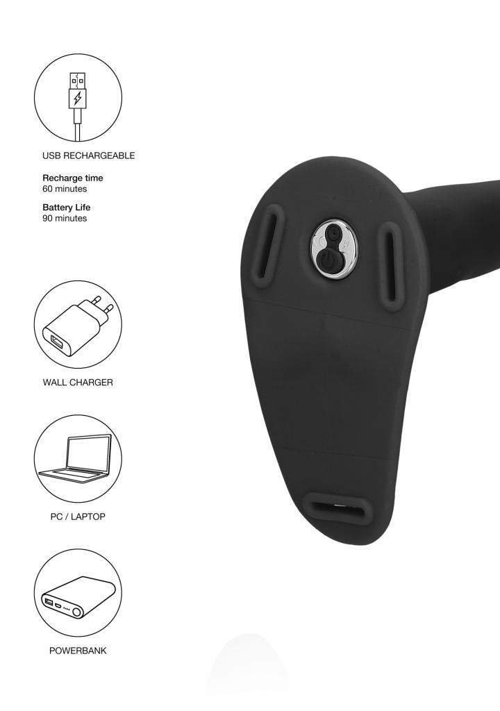 Shots Ouch Vibrating Silicone Strap-On-Adjustable připínací penis vibrační