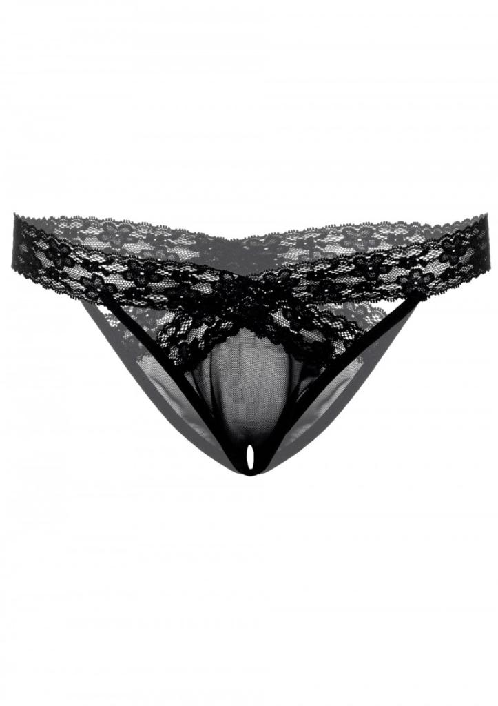 Daring Intimates Alessandra black L/XL - kalhotky s otevřeným rozkrokem   