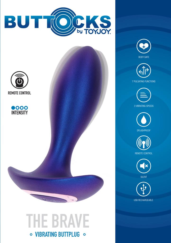 ToyJoy - Buttocks The Brave blue anální kolík vibrační