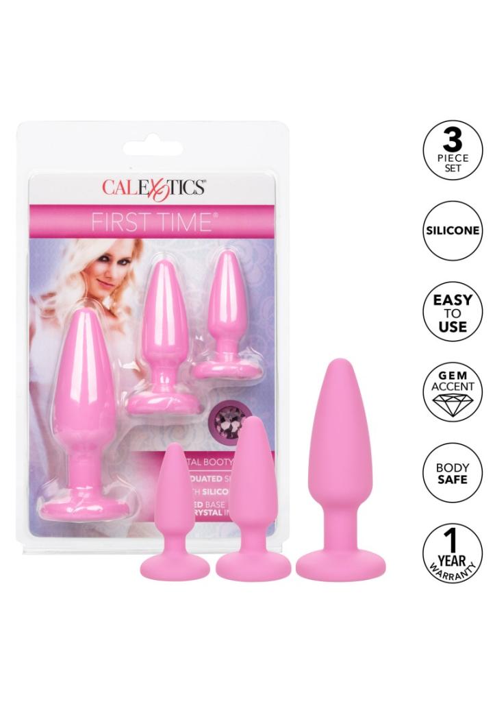 Calexotics First Time Crystal Booty Kit pink sada análních kolíků