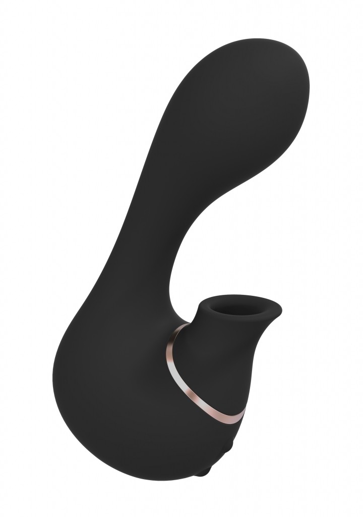 Shots - Irresistible Mythical black vibrátor se stimulátorem klitorisu