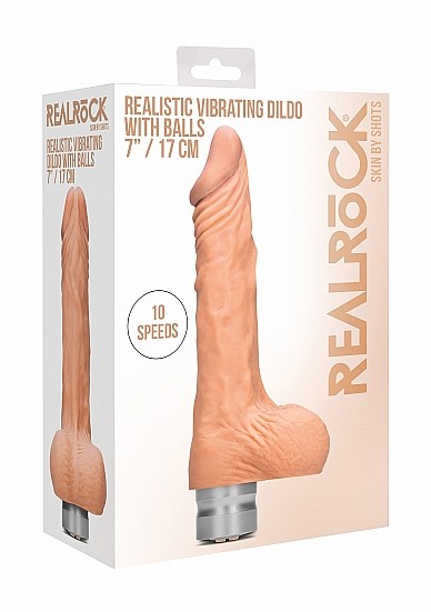 Shots - RealRock Realistic Vibrating Dildo with Balls 17cm Flesh vibrátor