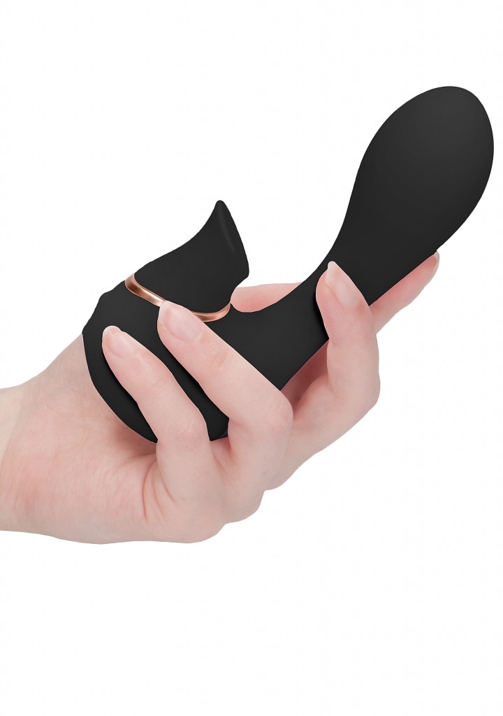 Shots - Irresistible Mythical black vibrátor se stimulátorem klitorisu